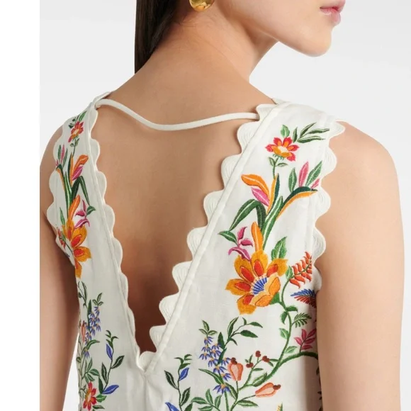 FARM Rio Off-White Delicate Forest Premium Linen Maxi Dress Size Small NWT - Picture 4 of 16